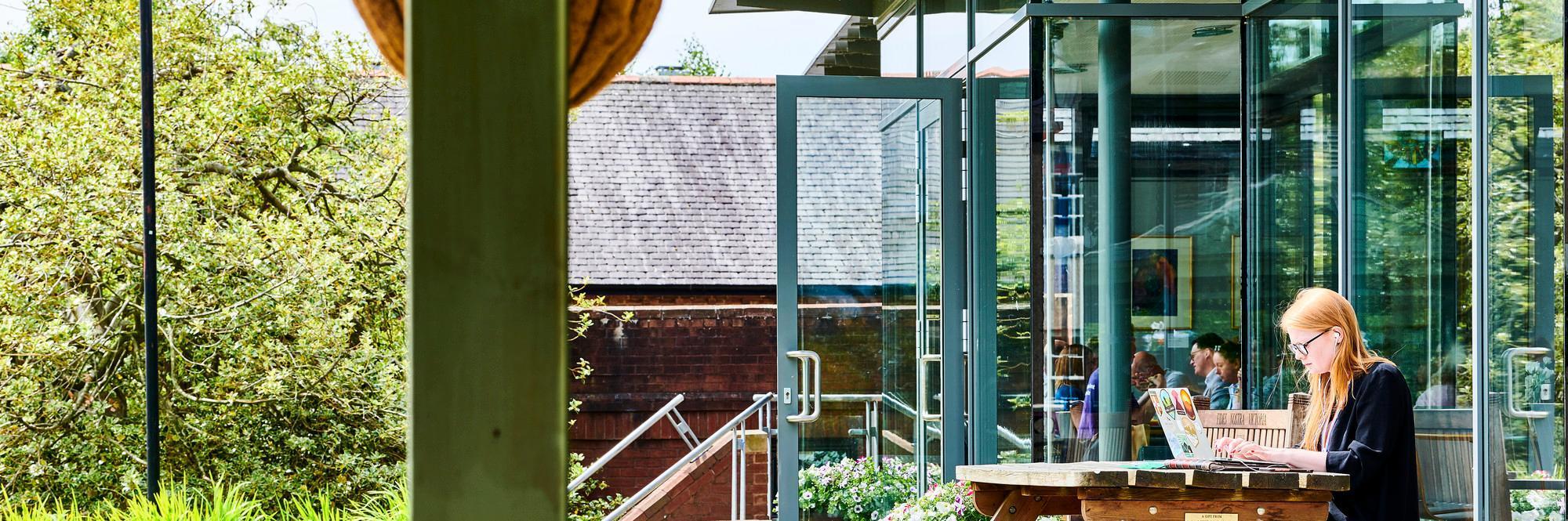 Student working outdoors 